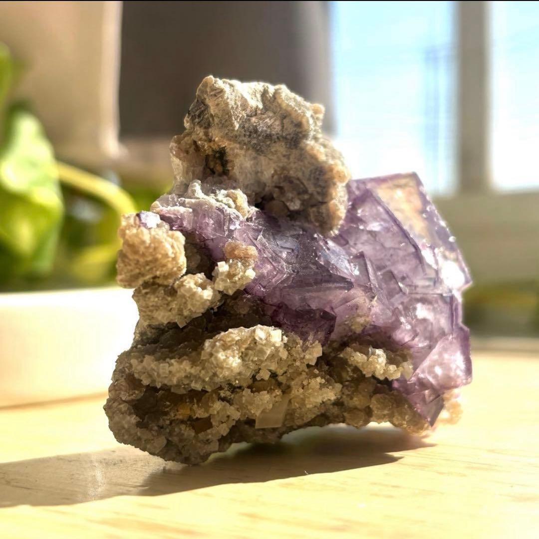 中国　ヤオガンシャン産　ブルー　パープル　フローライト　原石　鉱物標本