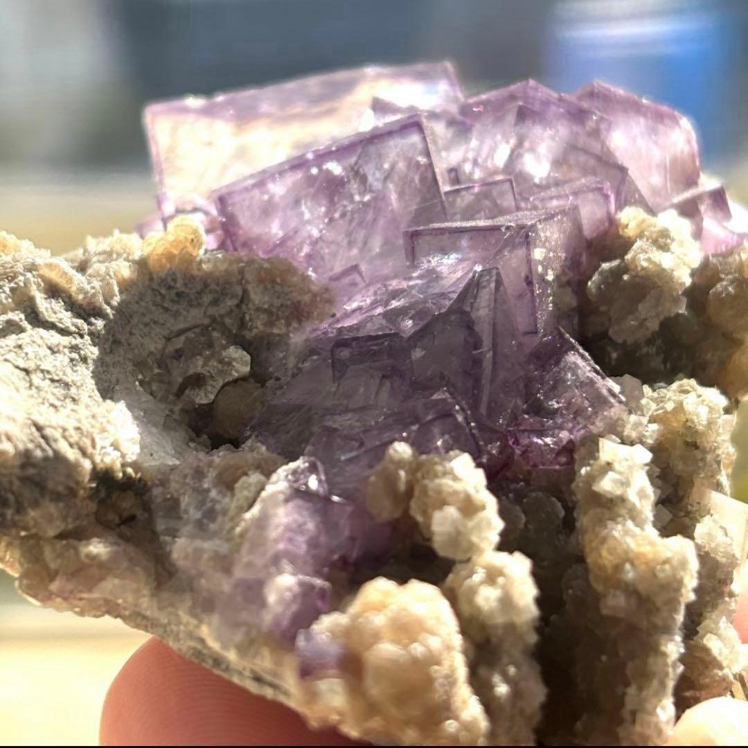 中国　ヤオガンシャン産　ブルー　パープル　フローライト　原石　鉱物標本