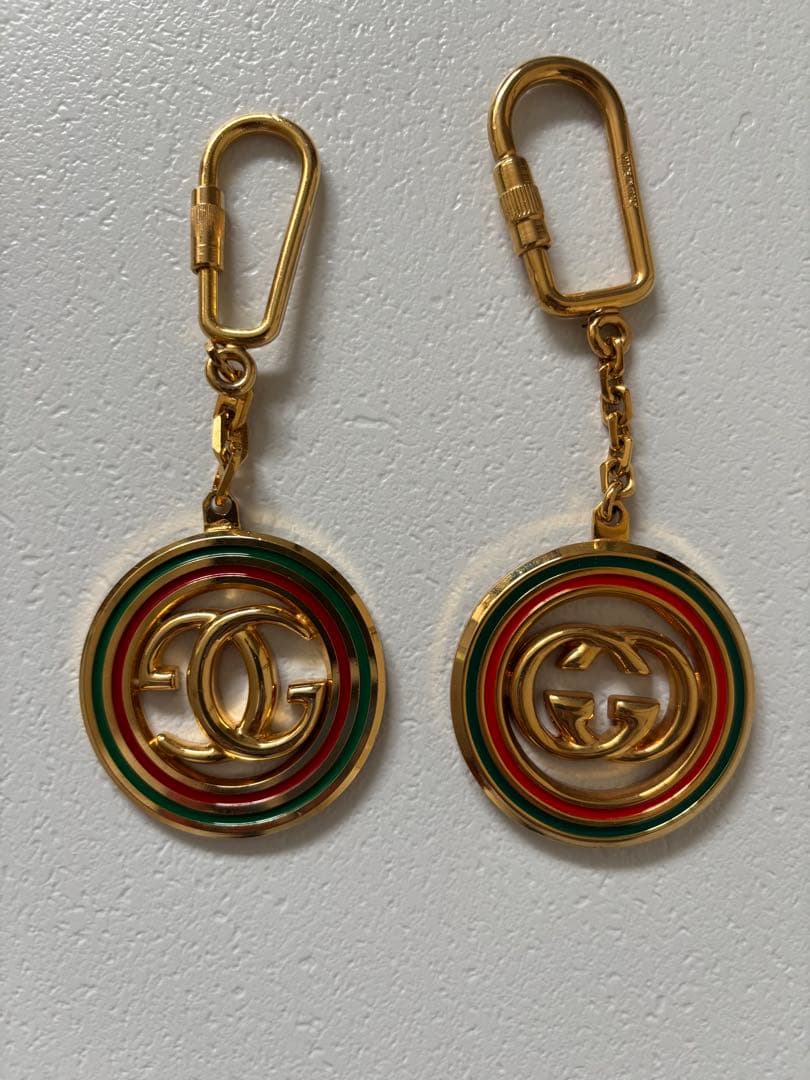 GUCCI オールドグッチ キーホルダー GG シェリーライン ラウンド 丸型