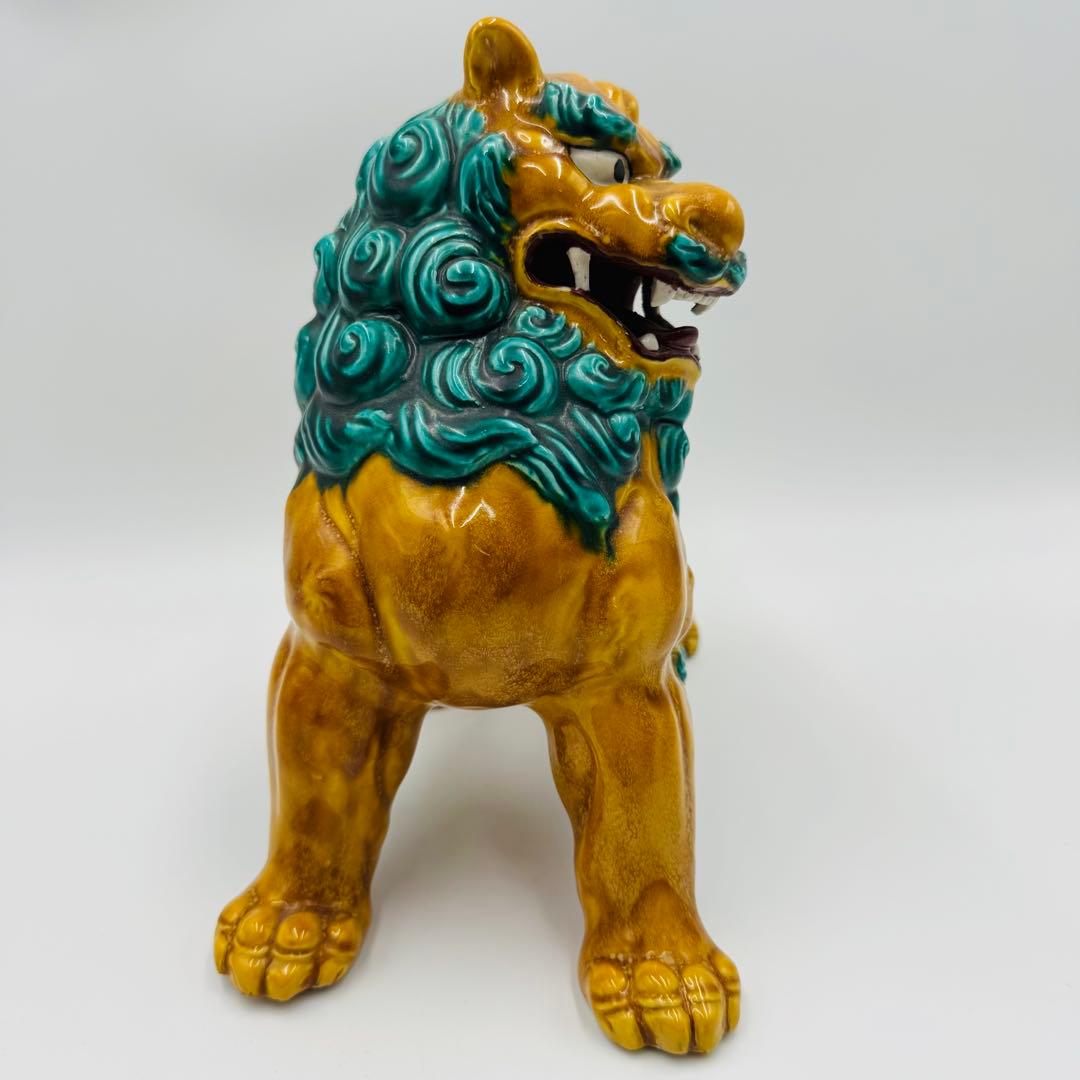 【九谷焼　浅蔵五十吉造　獅子置物　共箱】骨董　アンティーク　インテリア