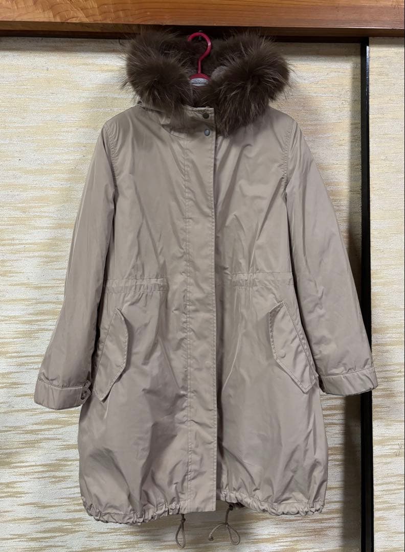 23区・ベージュファー付きモッズコート　サイズ44