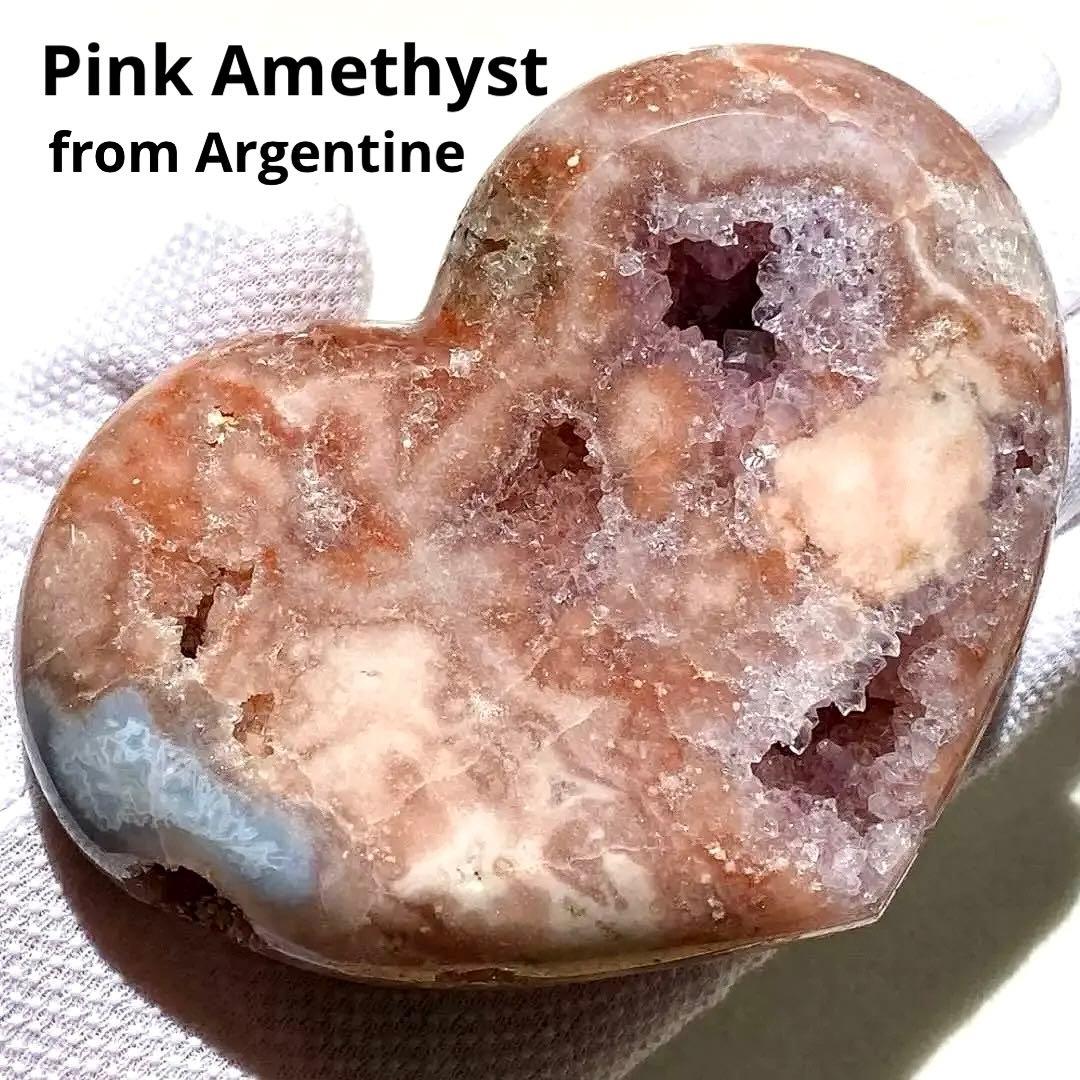 ★特価【 高品質 コレクション級 ピンクアメジスト アルゼンチン産 原石 ハート
