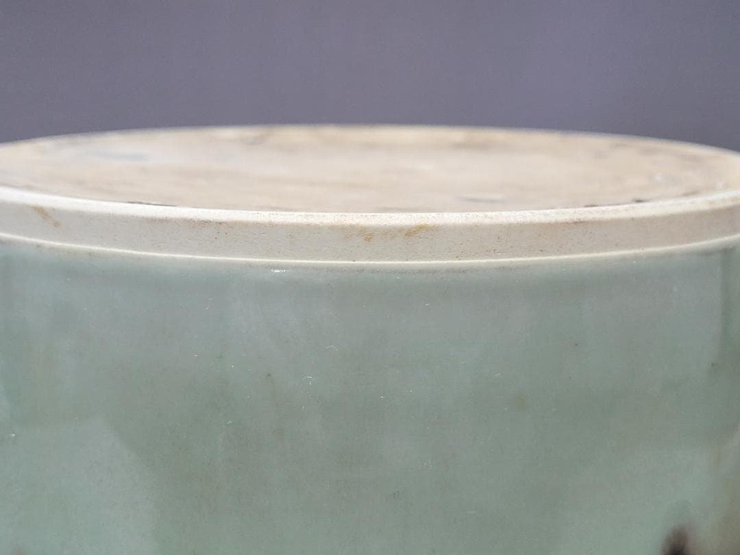 青釉 辰砂 窯変 大型筆筒 宋元時代 幅約16.4cm