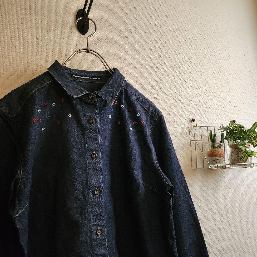 す*ん様 b12 良品 マドモアゼルノンノン デニム 長袖シャツ 40/Ｌ