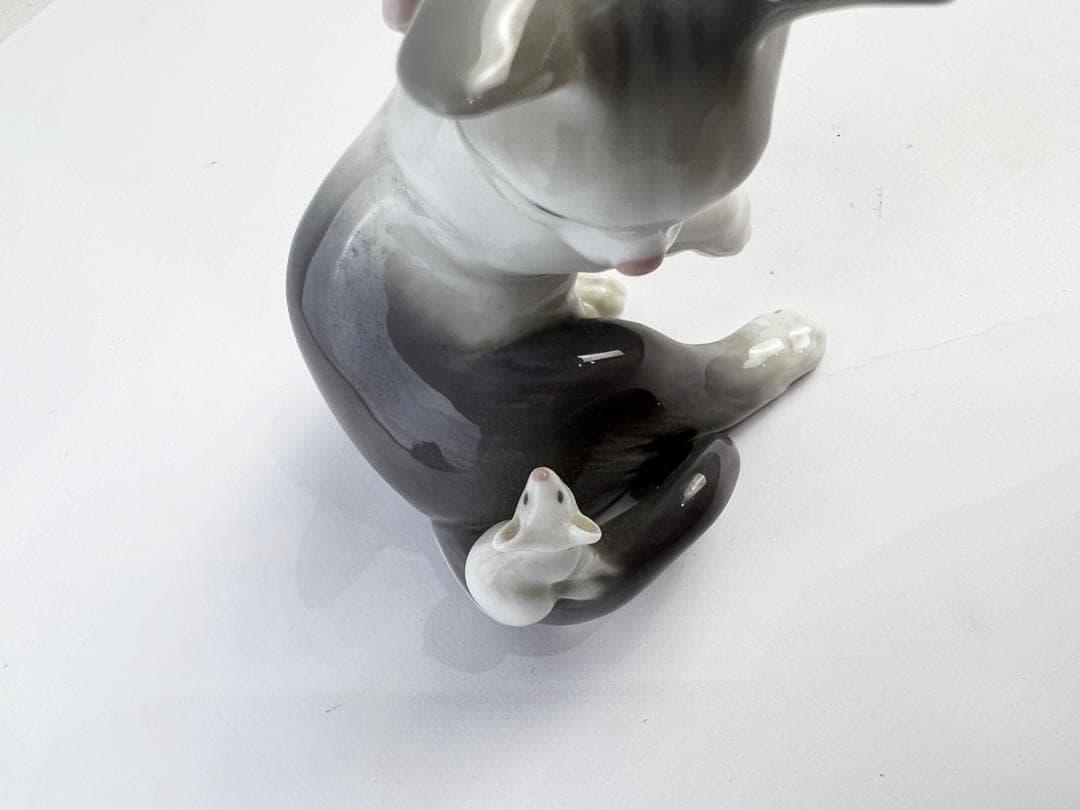 美品　LLADRO リヤドロ ネコとネズミ 陶器人形 フィギュリン インテリア