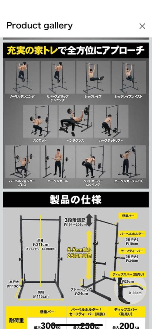STEADY ラック型 懸垂マシン 懸垂 ハーフラック 懸垂台 ST154