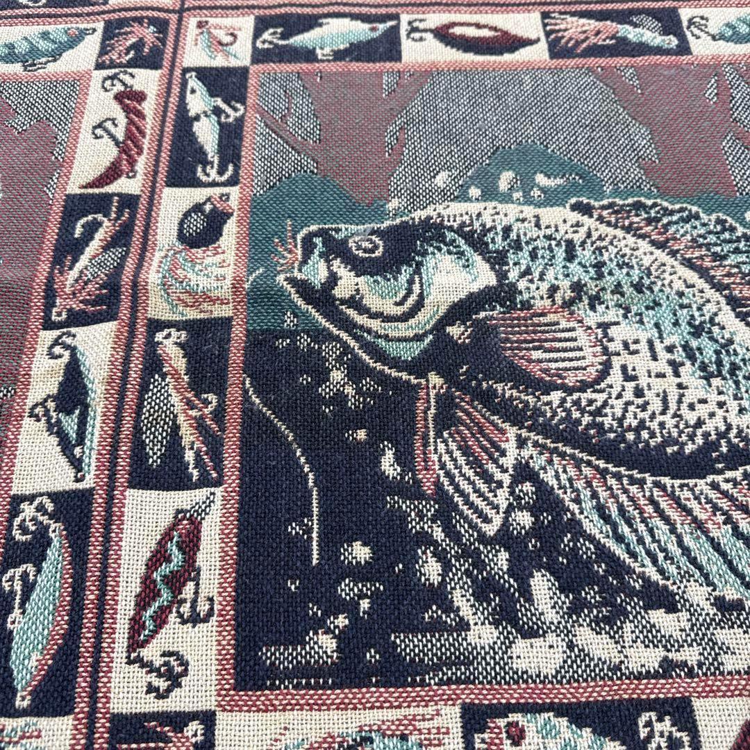 釣り　魚　マルチカバー　ソファーカバー　ヴィンテージラグ　178x120