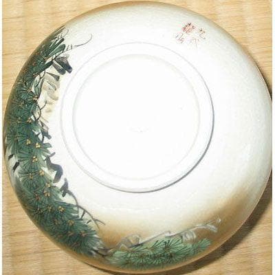 茶道具　豪華絢爛　九谷焼　抹茶茶碗　本金双鶴　龍山作