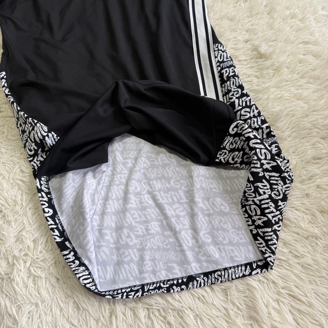 【マンシングウェア】美品 モックネックワンピース ブラック 総ロゴ 3Lサイズ