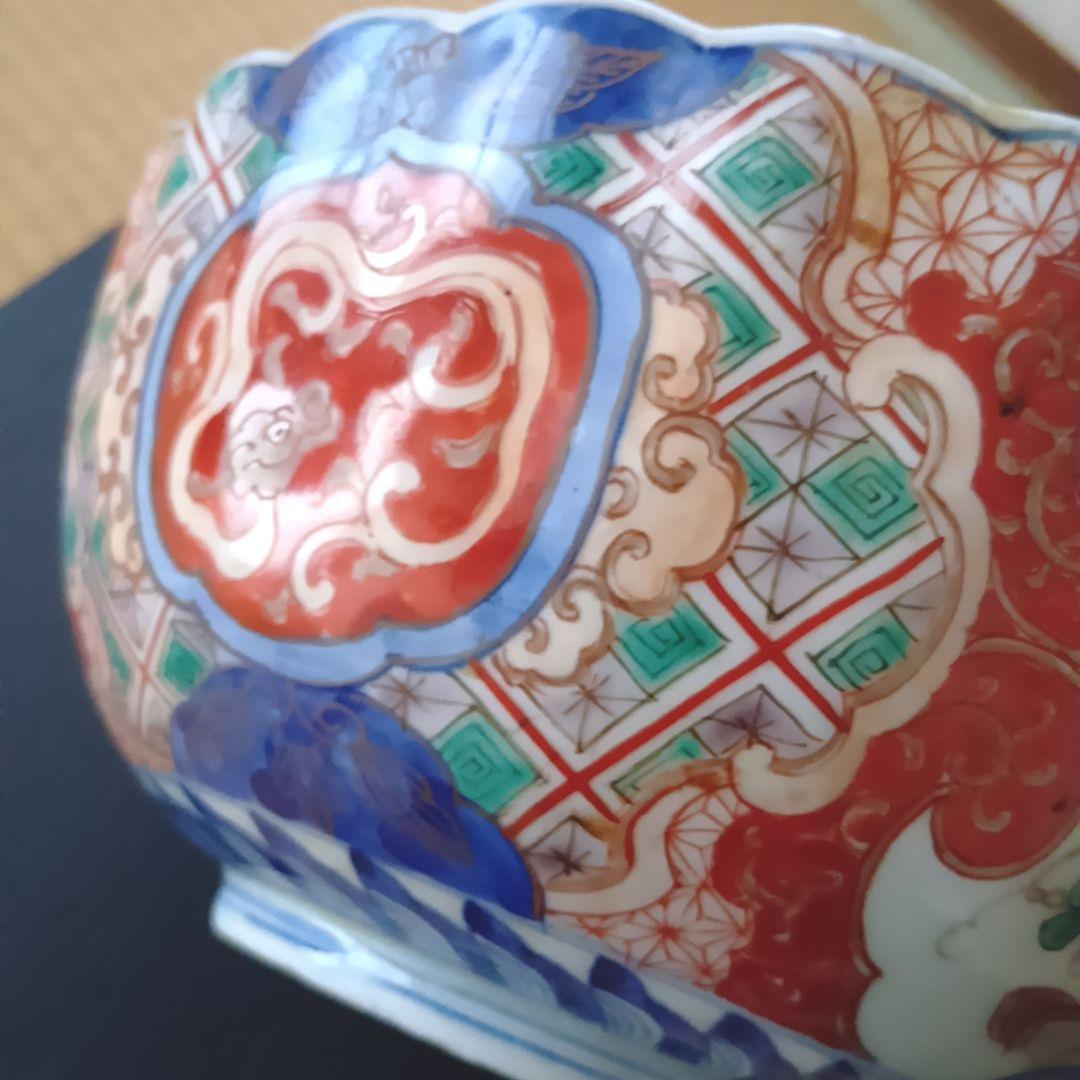 ②【古伊万里】骨董品 大皿 色絵 鉢 深鉢 伊万里 陶器 有田焼 希少 極美品
