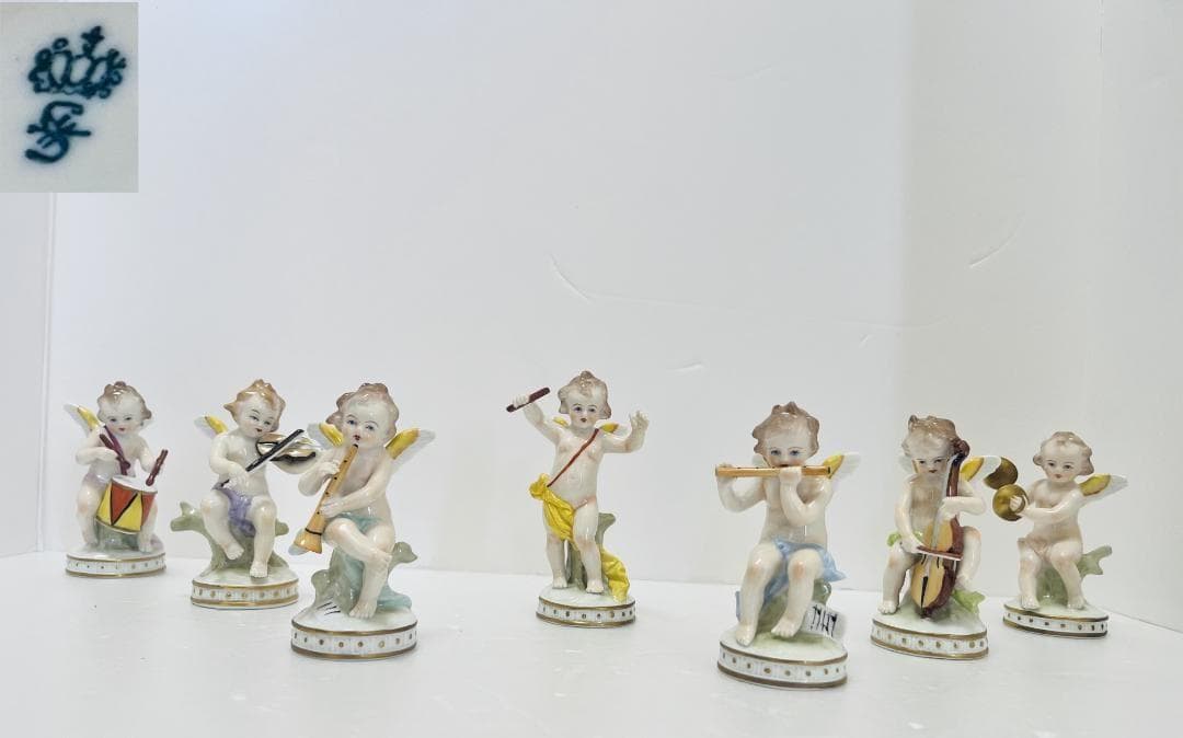 アンティーク　ジッツェンドルフ sitzendorf オーケストラ 楽器　天使