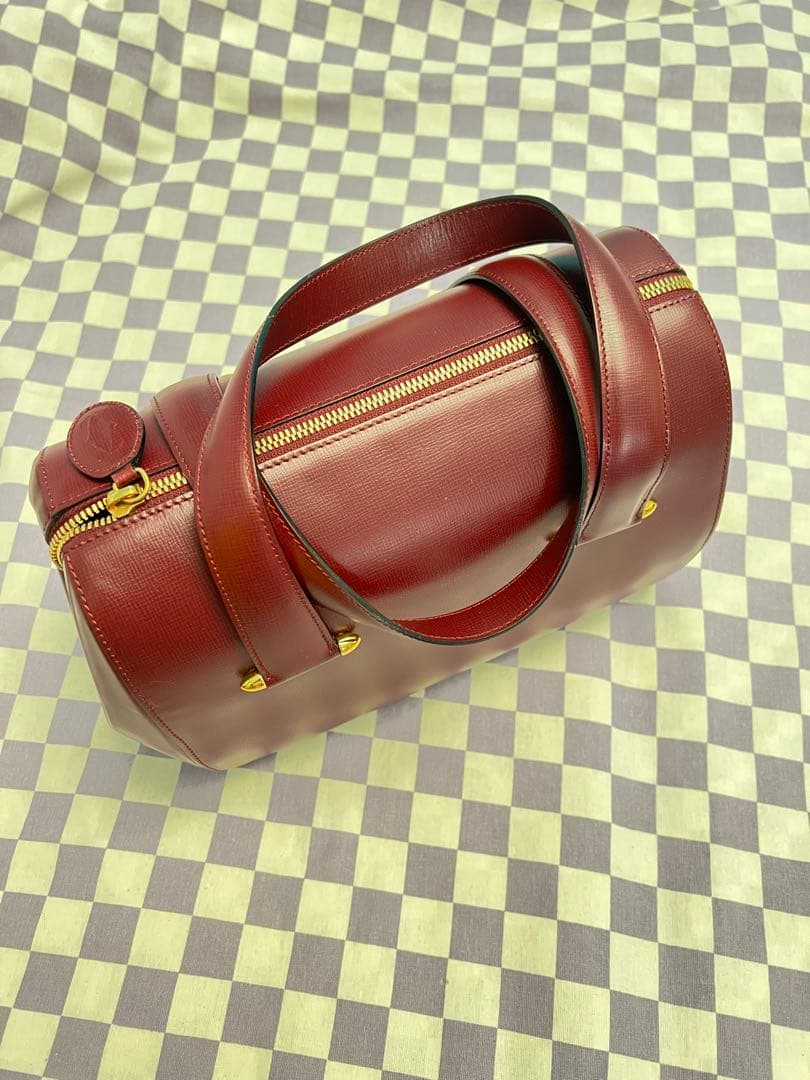 バーガンディ レザー ハンドバッグ　ミニボストン　ボルドー　未使用