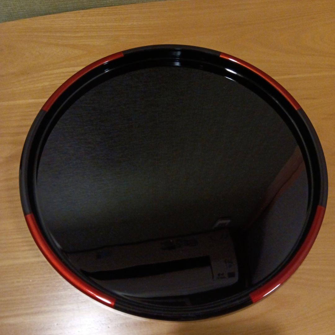 漆器 丸盆 お膳 黒と赤茶の縁 約31.5cm 20枚