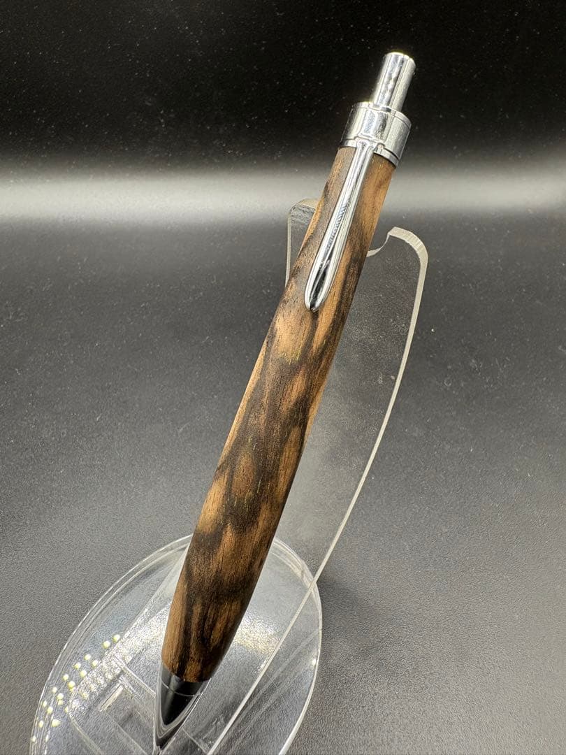 490極上　黒柿　孔雀杢　木軸シャーペン　ボールペン