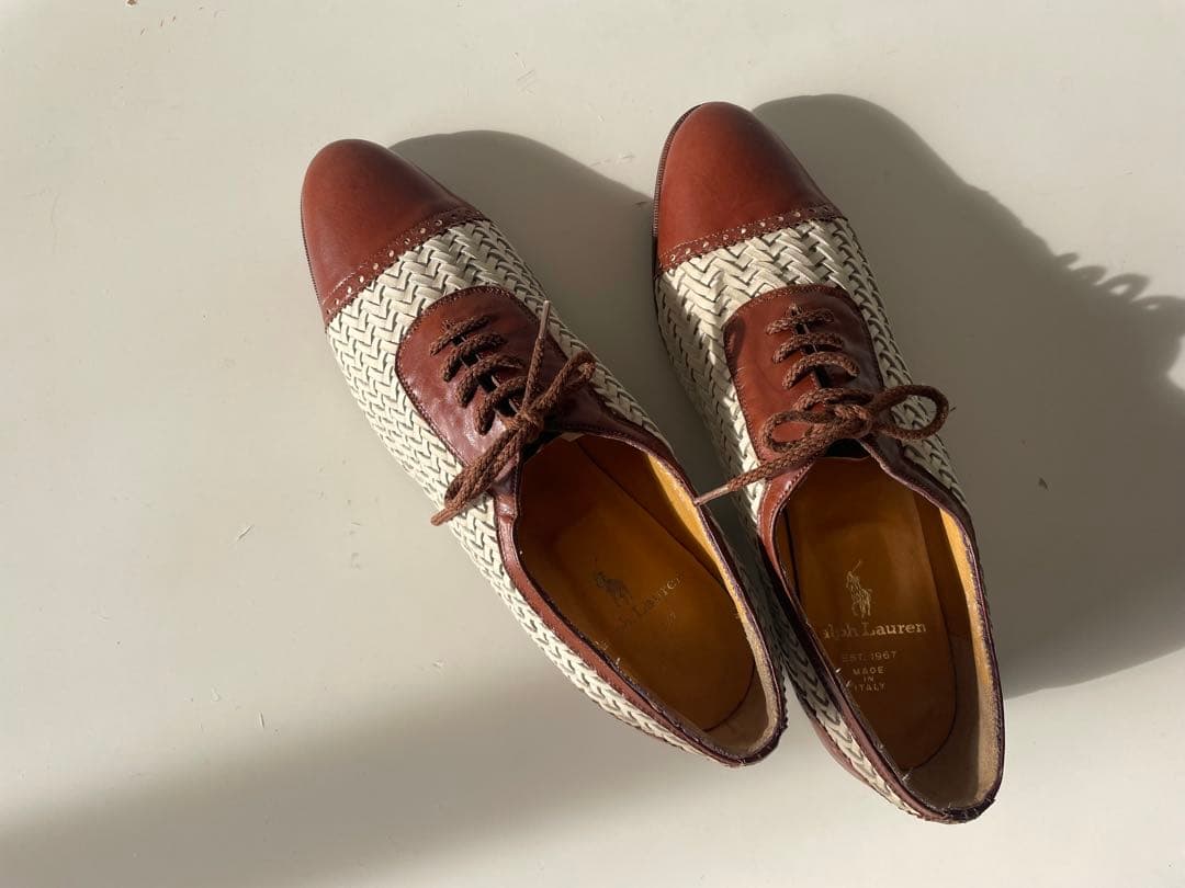 新古品◎伊製　Ralph Lauren ラルフレザーメッシュドレスシューズ 7