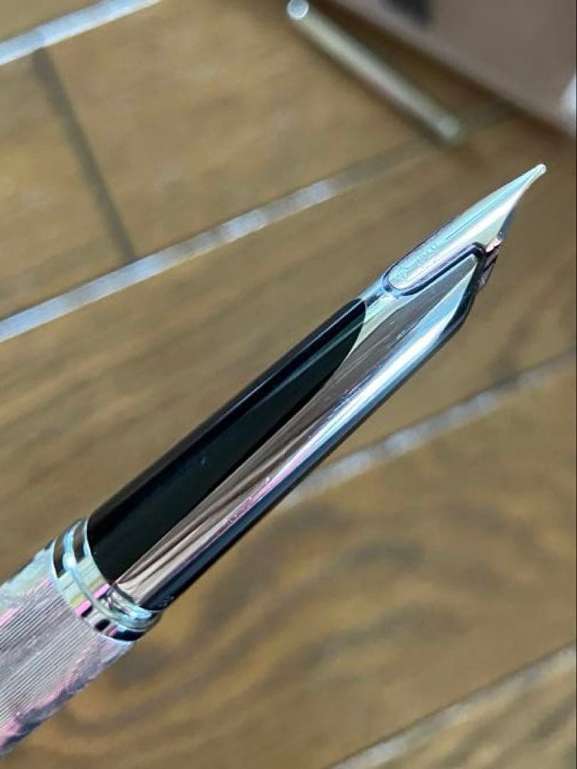WATERMAN ビンテージ 万年筆 モアレ　シルバー　18K750 美品　CF