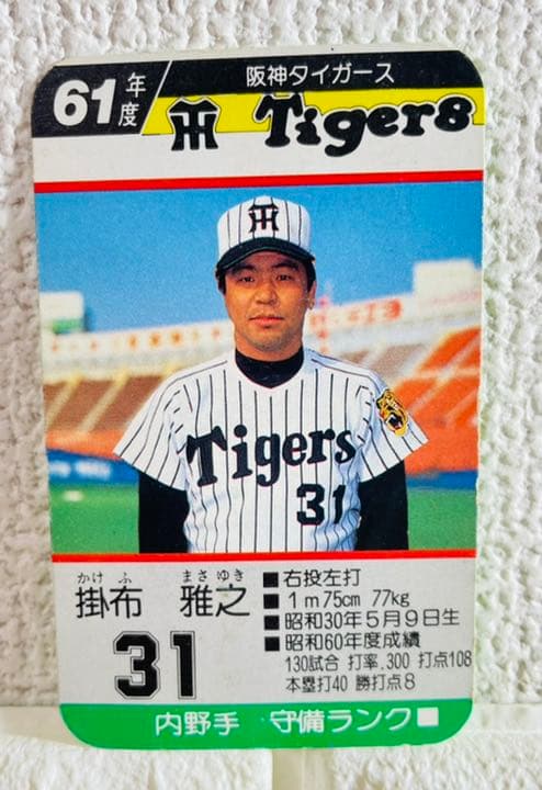美品 タカラプロ野球ゲーム 昭和61年阪神タイガース 掛布雅之