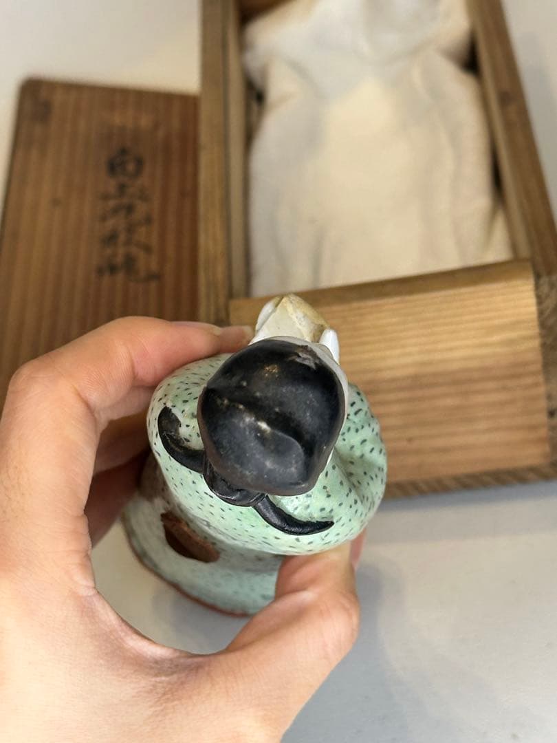 中国美術 清時代 粉彩 人物置物 共箱付 火漆封印有 骨董品 古陶磁