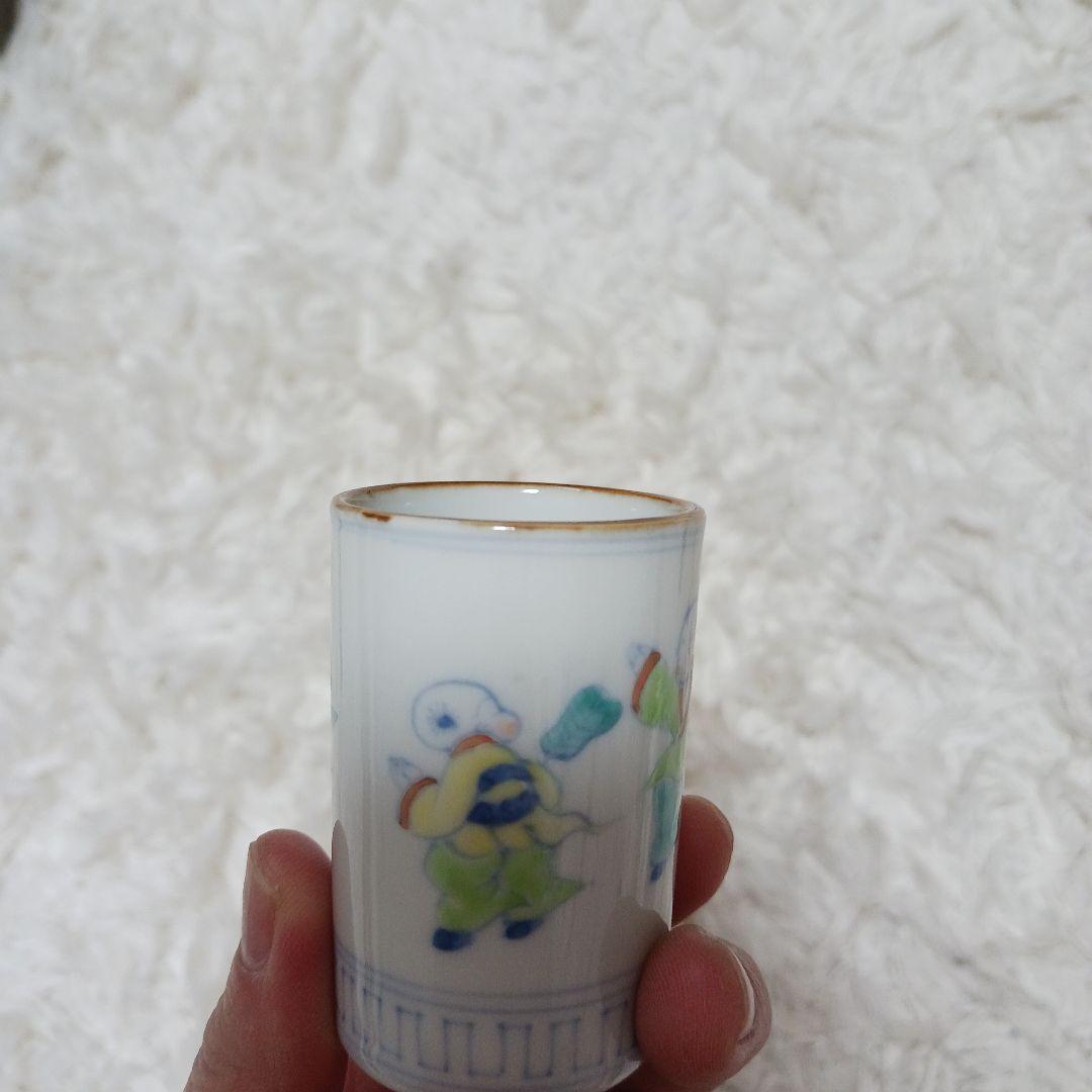 高野昭阿弥作　3点セット (茶碗、振出、巾筒) 色紙唐子 茶道具