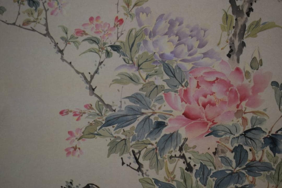 複製/野口小蘋/玉堂富貴図/桐共箱付/工芸/布袋屋掛軸HH-353