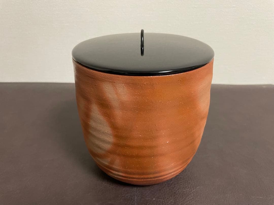 伊勢崎満　備前緋襷　棒ノ先水指　堀内宗完書付　備前焼　水指　茶道具