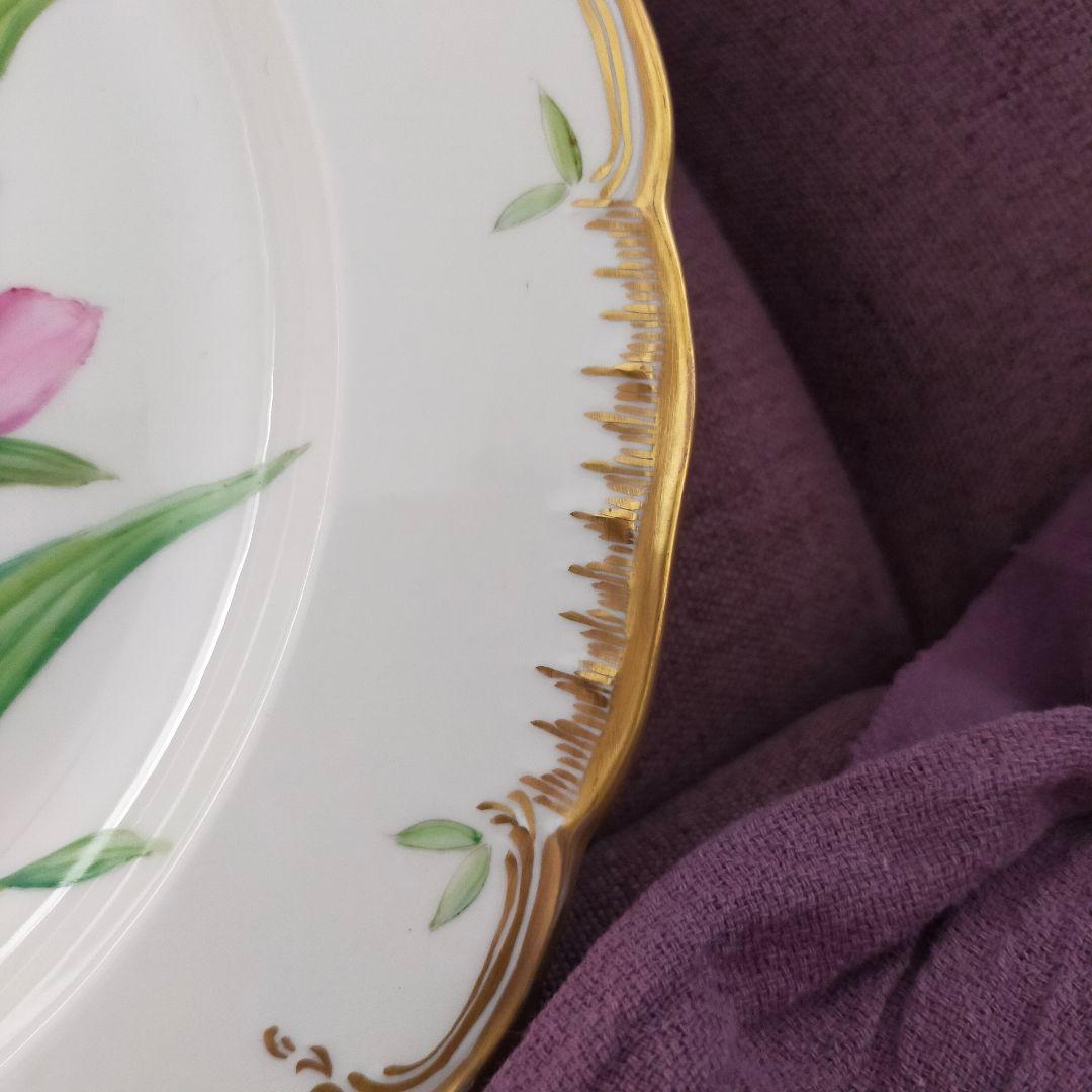 KPM　ベルリン　チューリップ　手描き?　金彩　アンティーク　プレート　皿