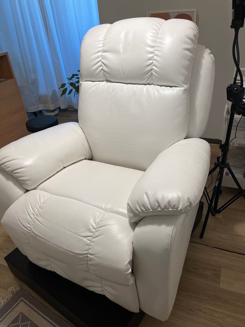 リクライニングチェア 電動ラウンジチェア シフォン ホワイト