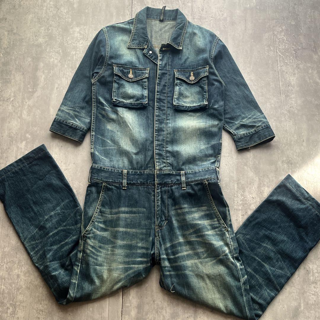 超希少品　グラム マリア　インディゴ デニム　オールインワン つなぎ　ステッチ