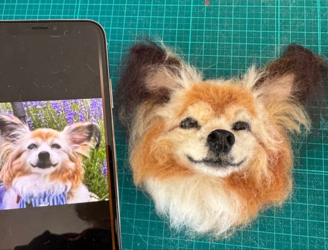 わんこ限定　うちの子プレート　わたわたペットの羊毛フェルト作品