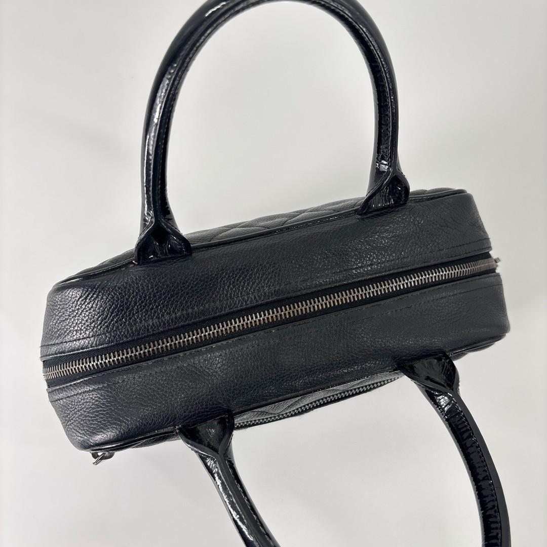 超極美品 シャネル キャビアスキン ハンドバッグ ミニボストンバッグ ブラック