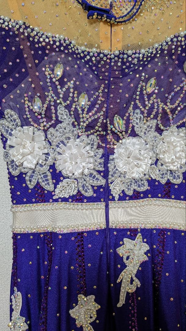 社交ダンススタンダードドレス／白樺ドレス/Mサイズ／紫/パープル／デモ