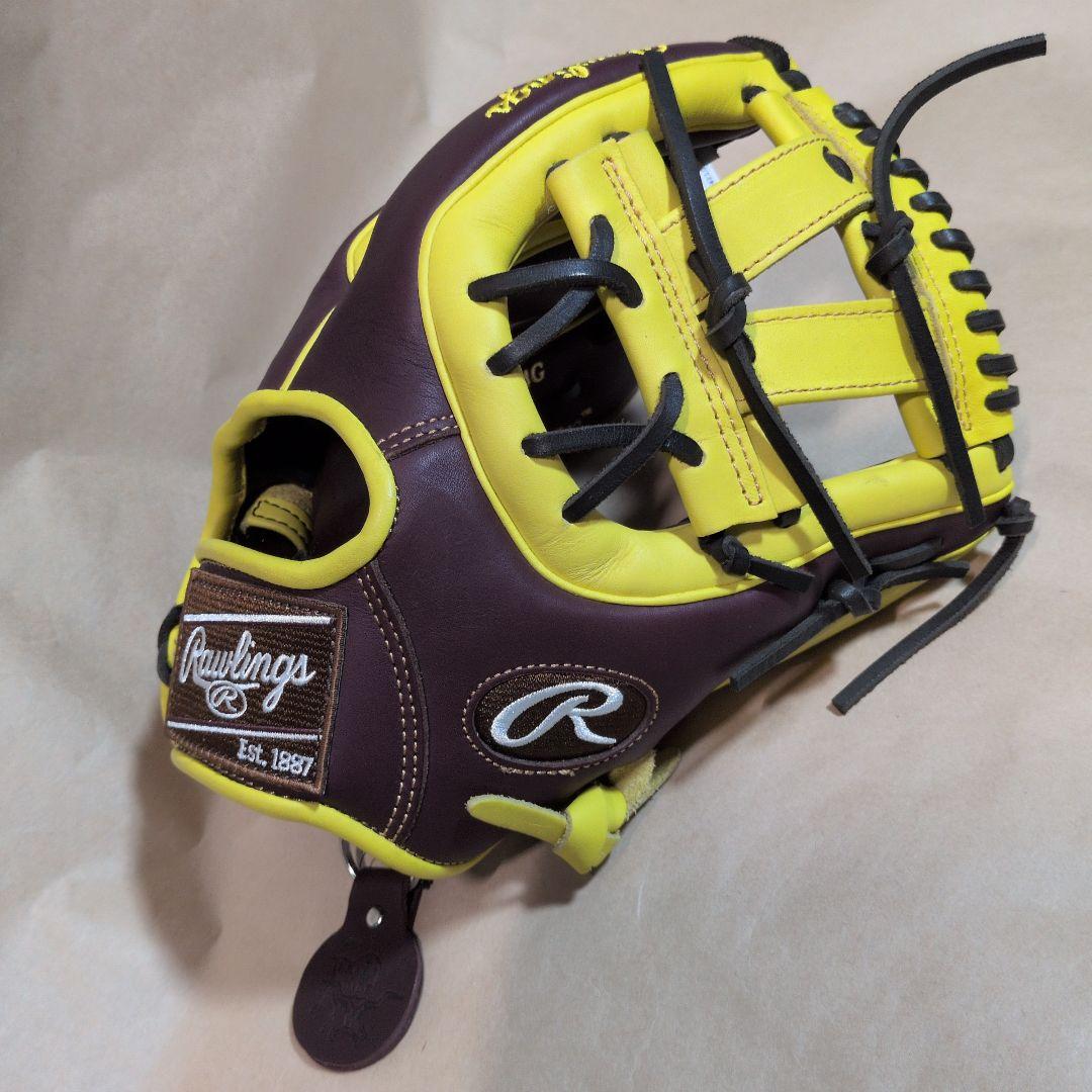 ローリングス:軟式用グラブ:右投げ:一般大人用:チョコ/イエロー:11.5インチ
