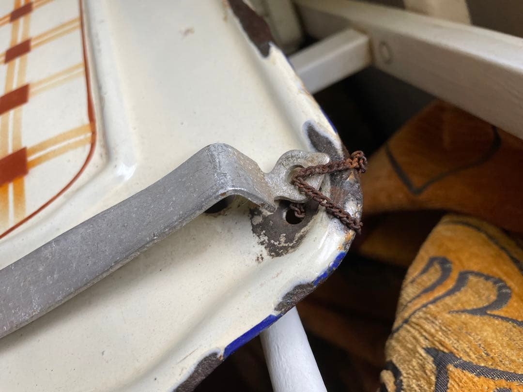 knock アンティーク　ホーロー　レードルラック　チェック柄　レードル付