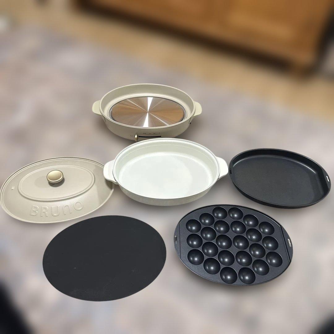 【美品 使用回数10回程度】BRUNO オーバルホットプレート グレージュ