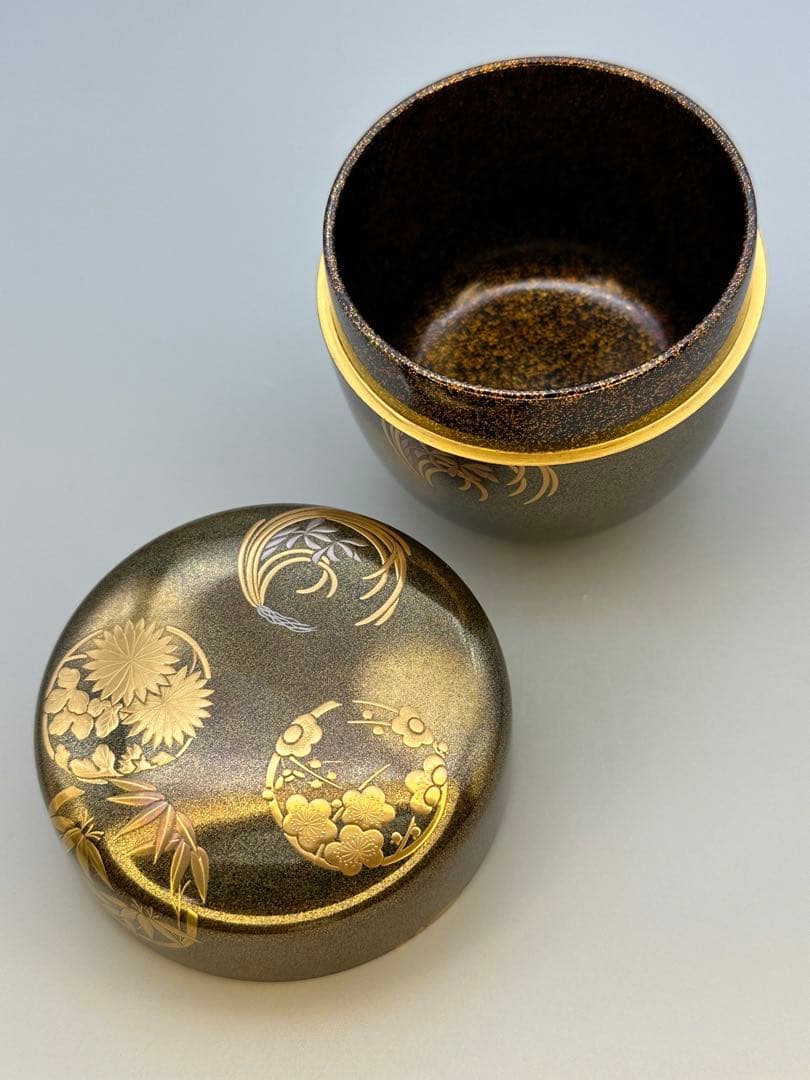 茶道具　棗　島田春光　花丸四君子