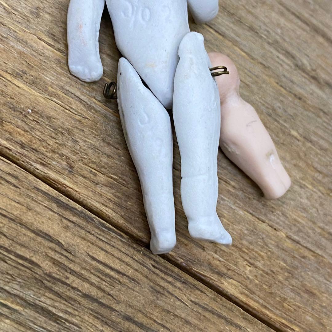 ドイツアンティーク チャイナヘッドドール 15cm ブロンド ビスクドールセット