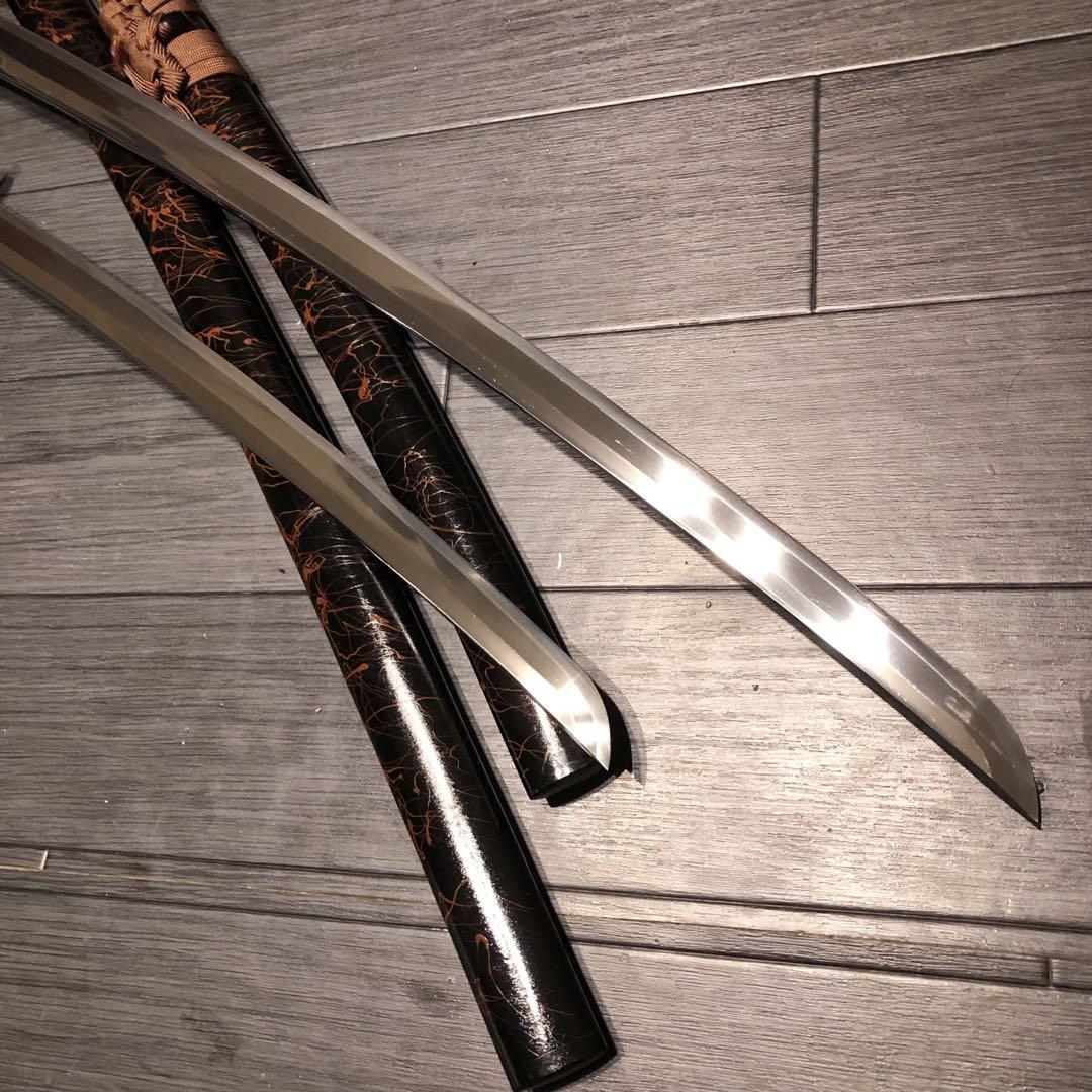 高級模造刀　高級居合刀　太刀　大小セット　本研波刃　亜鉛合金
