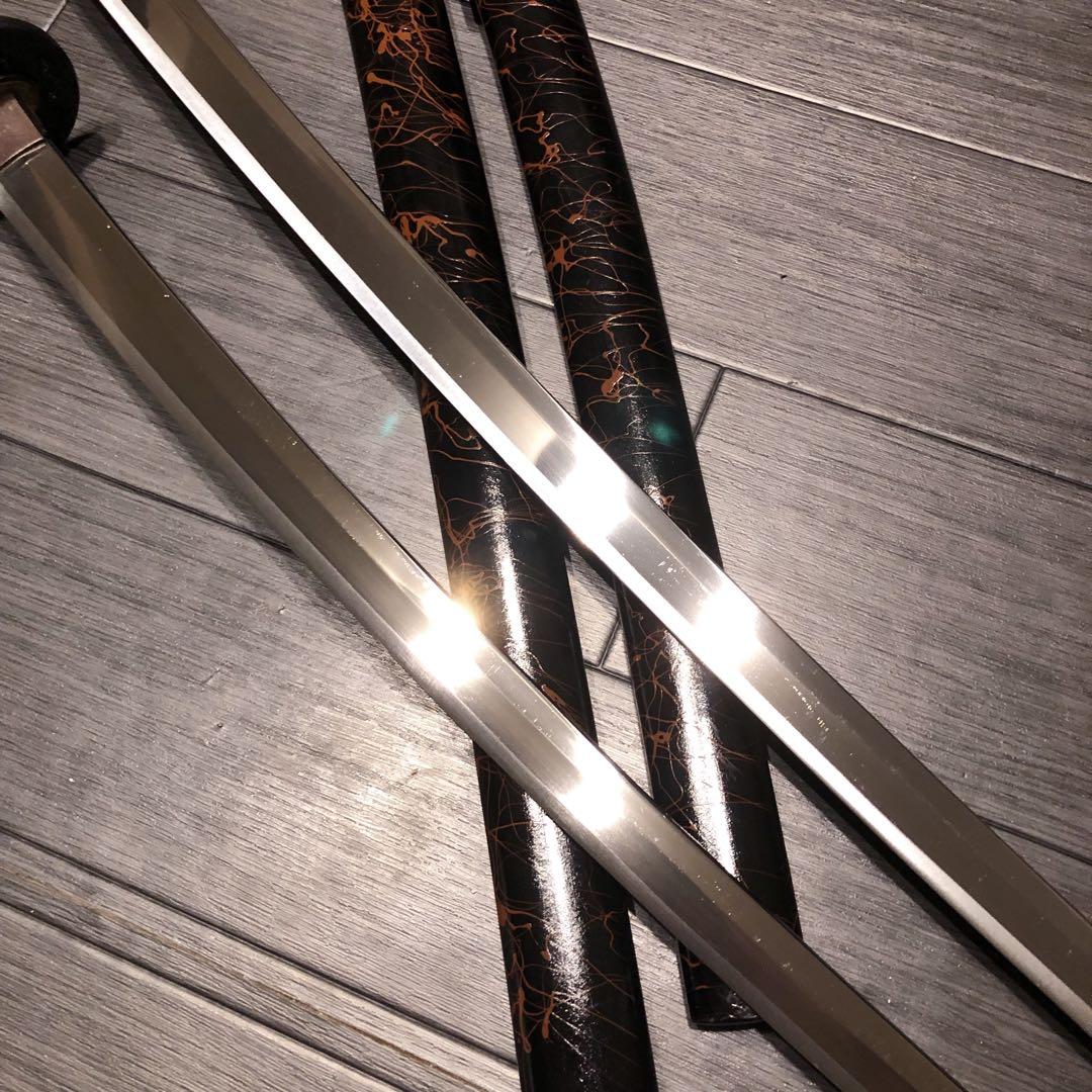 高級模造刀　高級居合刀　太刀　大小セット　本研波刃　亜鉛合金