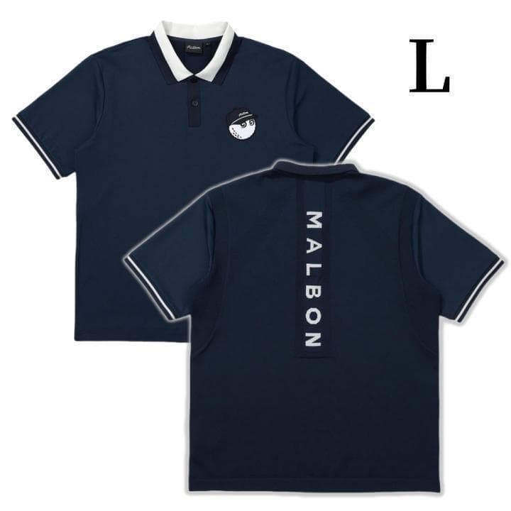 マルボンゴルフ ポロシャツ malbon golf メンズ シャツ 半袖 紺色L