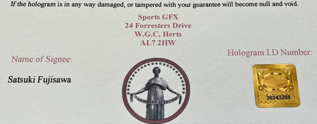 藤澤五月 直筆サイン付き写真 ロコ•ソラーレ 証明書付き　1枚　②