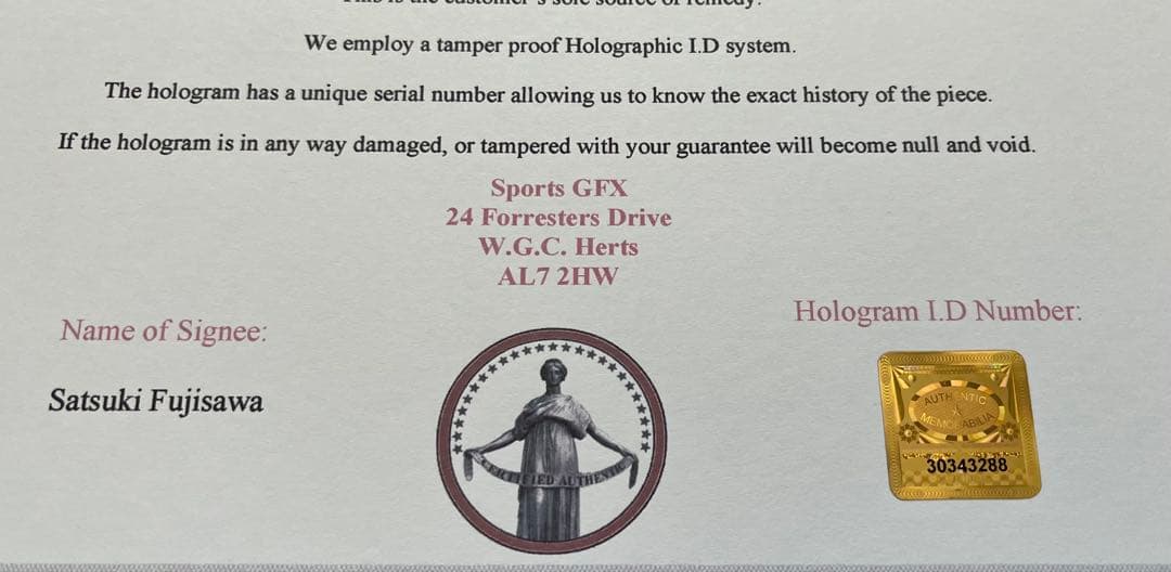 藤澤五月 直筆サイン付き写真 ロコ•ソラーレ 証明書付き　1枚　②