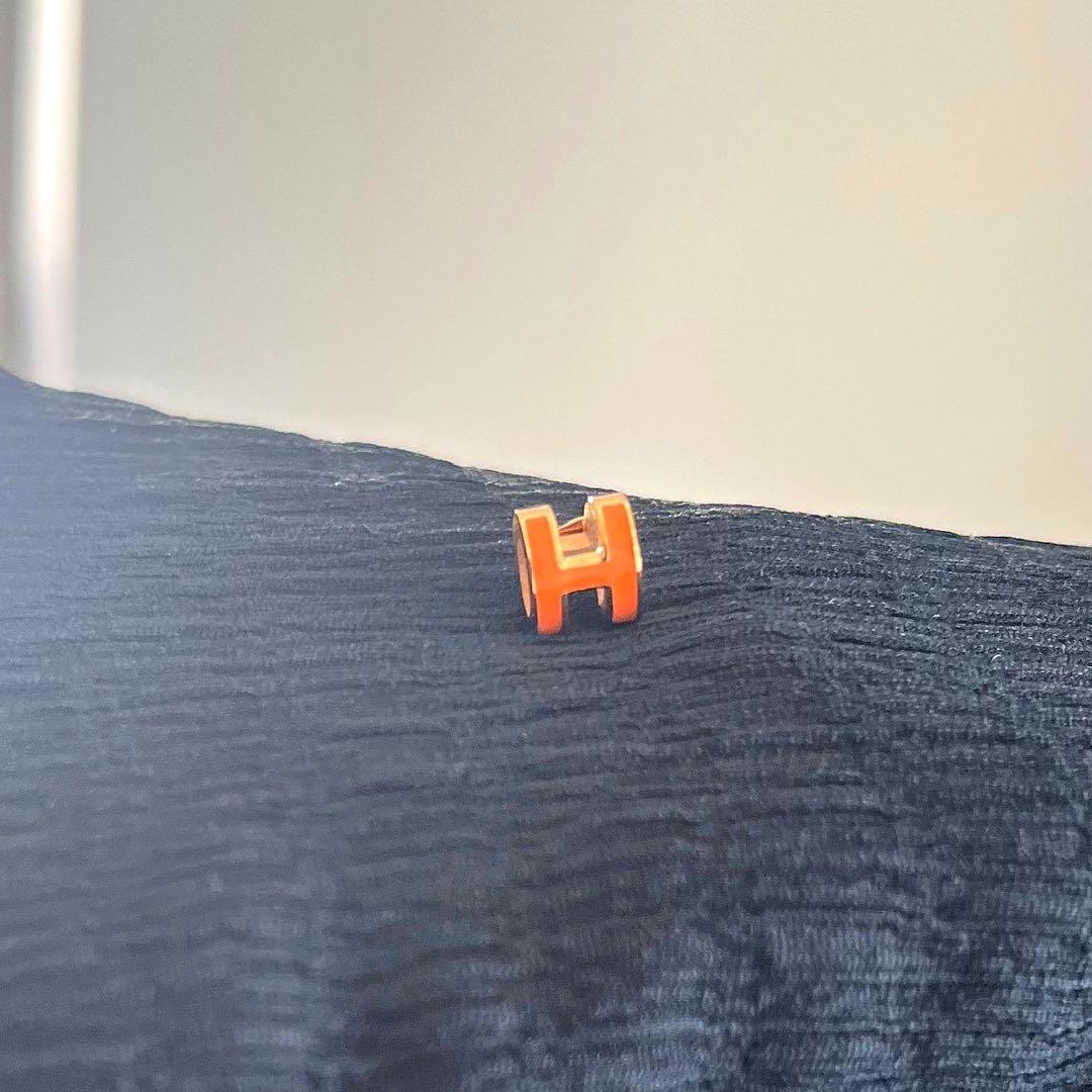 HERMÈSエルメス Hロゴ ポップアッシュピアス ゴールド×オレンジ 美品