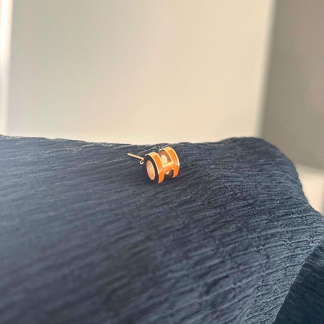 HERMÈSエルメス Hロゴ ポップアッシュピアス ゴールド×オレンジ 美品