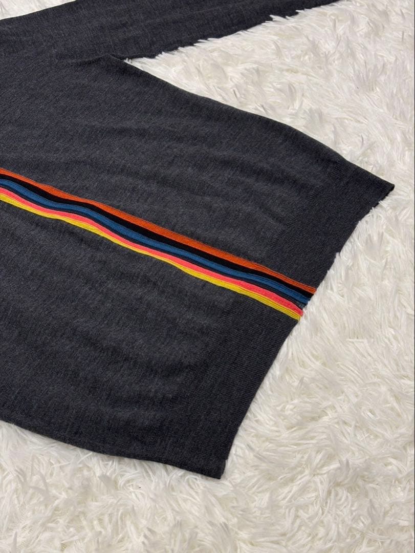 ポールスミス　アーティストストライプ　ジップ　ニット　チャコール　Mサイズ