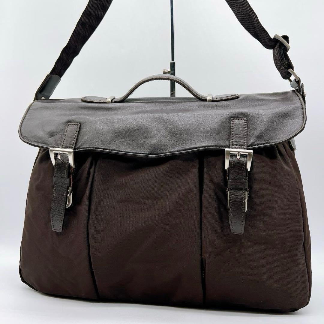 TOMORROWLAND ナイロン レザー ショルダーバッグ A4可　f399