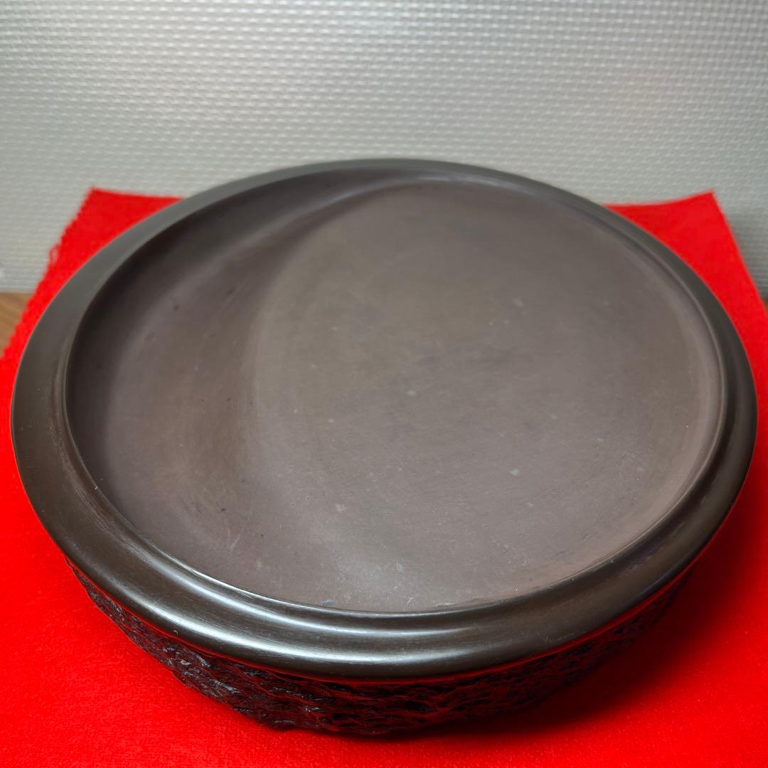 ⭕️赤間硯大型日月硯　2.3kg超　美品　共桐箱付　昭竜山　下井百合昭