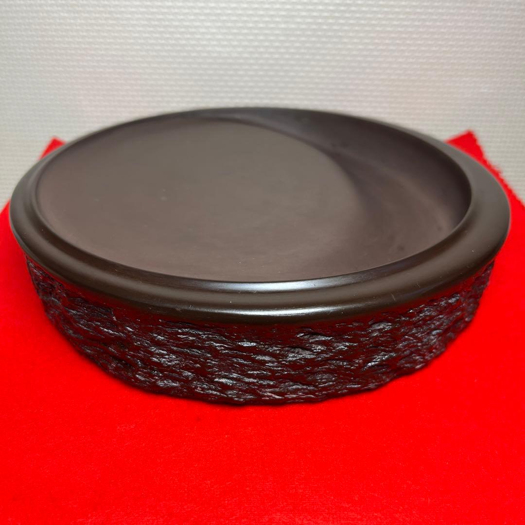 ⭕️赤間硯大型日月硯　2.3kg超　美品　共桐箱付　昭竜山　下井百合昭