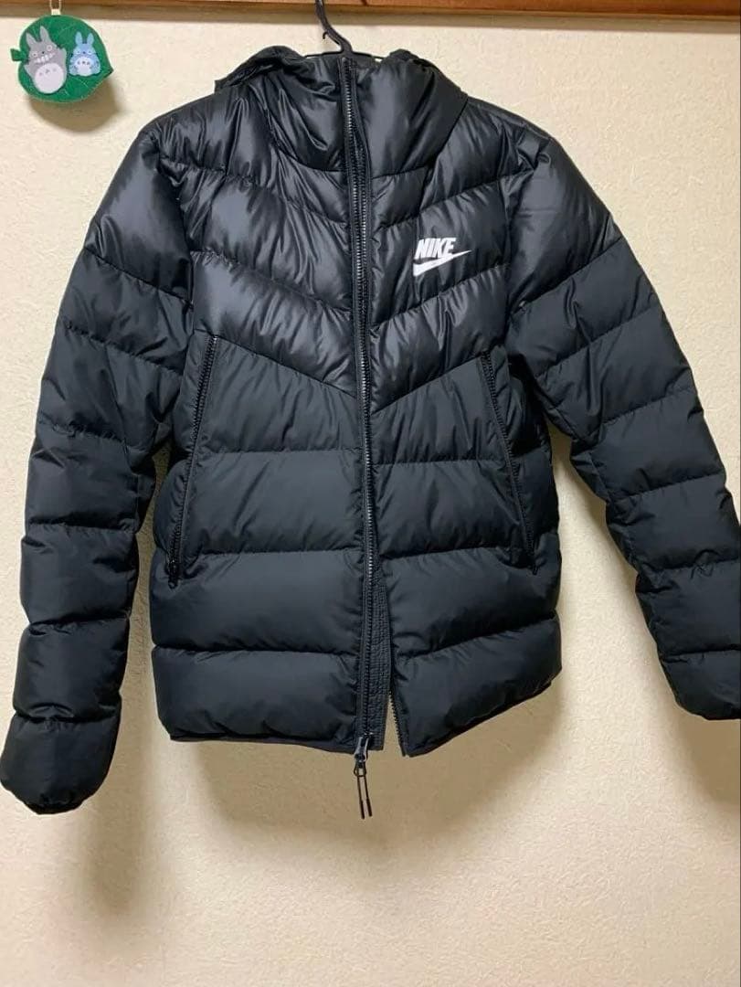Nike フード付き ブラックダウンジャケット S