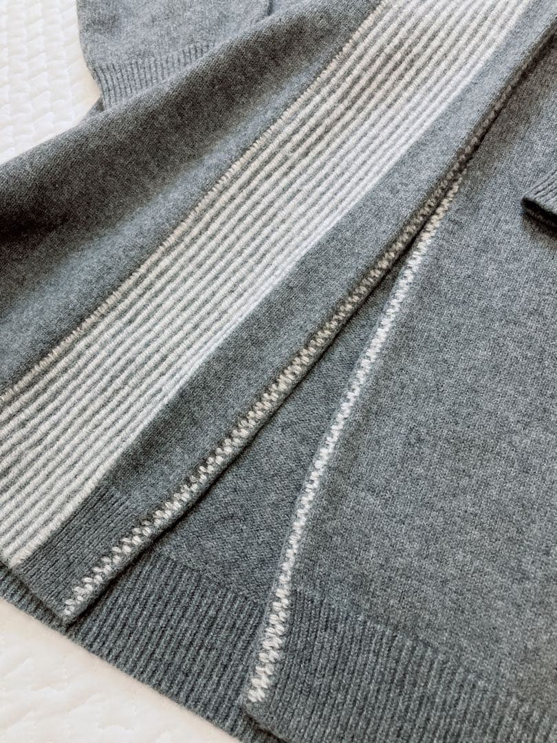 HERMES ロングカーディガン　コート　Hロゴ　ヴァージンウール