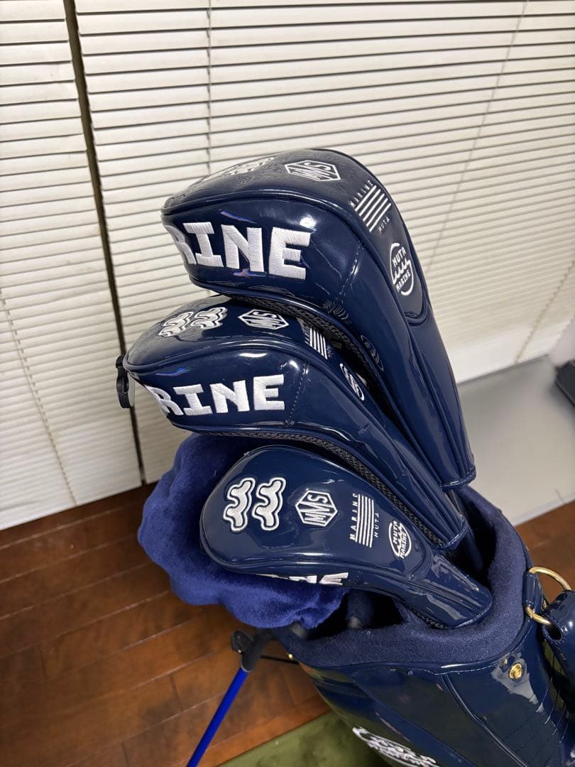 MUTA MARINE ネイビー キャディバッグ　クラブカバー7種付き　セット